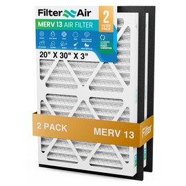 Filter X Air - 20x30x3 MERV 13 Pleated Air Filter (2-Pack), AC Furnace Air Filters Replacement, Compatible with Zephyr VGF Series - Dust & Air Cleaning Whole Home Return Air Grille Filter