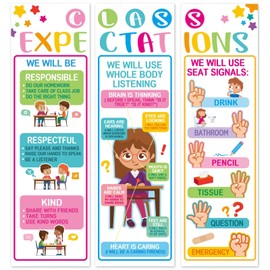 Yiaoyinnz 3PCS Class Expectations Jumbo Poster Class Rules Poster Banner Back to School Educational Posters for Toddlers Preschool Kindergarten Elementary Classroom Wall Decor Teacher Supplies