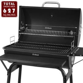 Charcoal Grills Outdoor BBQ Grill 30INCH Barrel Charcoal Grill with Side Table, 627 Square Inches, Outdoor Backyard Camping Picnics, Patio and Parties, Black by DNKMOR