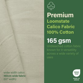 100% Cotton Natural Calico Unbleached Craft Dress Fabric - 165gsm Medium Weight - 160cm Extra Wide Material | pre Cut 1 Metre (100 x 160cm)
