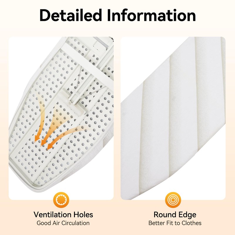 PIAOCAIYIN Folding Ironing Board, 180°Swivel Foldable Space Saving Full Size