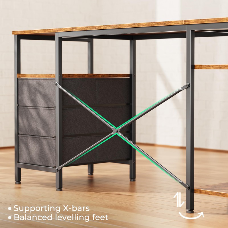 Huuger L Shaped Desk with Power Outlets, Computer Desk with