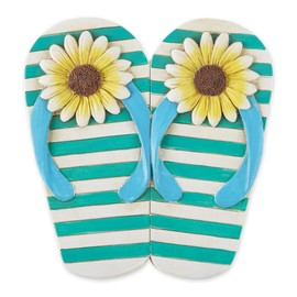 DII Cement Stepping Stone Collection Decorative Colorful, 9x9.5, Sunflower Stripe Flip Flops
