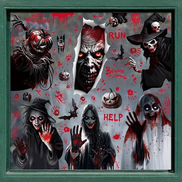 Halloween Window Clings for Glass Large Spooky Halloween Decals with