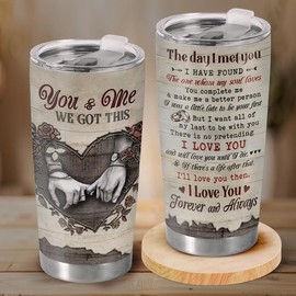 Gift For Lover Tumbler 20oz -  Water Bottle Vintage Anniversary Gift, Romantic Travel Cup For Couple, Coffee Steel Double-Wall Vacuum Insulation Cup:_You and Me