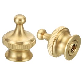 PATIKIL 1.1" Tall Brass Lamp Finials Cap Knob, 2 Set Round Lamp Screw Holder Tapped 1/4-27 for Table and Floor Lamp Shade Decorations