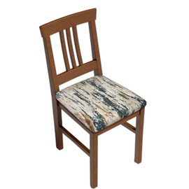 Granbey Teal Gold Stripes Dining Chair Seat Covers Set of 2 Abstract Stretch Seat Covers for Dining Chairs Soft Removable Washable Seat Cushion Slipcovers Protector with Ties, No Rear Covers