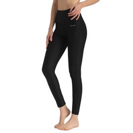 Ubestyle UPF 50+ High Waist Women's Swim Pants Swim Leggings Swimming Tights Rash Guard Pants Sun Protective, Black, X-Large