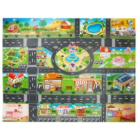 VANTIYAUS Toy Plastic Rug,Splat Mat, Washable For Floor Or Table,Kids Carpet PVC City Life Great For Playing With Cars And Toys .Baby, Children Educational Road Traffic Play Mat Learning Carpets
