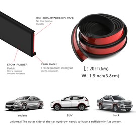 Car Wheel Eyebrow Arch Trim Lips Strip Fender Flare Protector Universal Rubber Wheel Eyebrow Protector for Car and Truck Fender Flare Edge Trim (3.8CM)