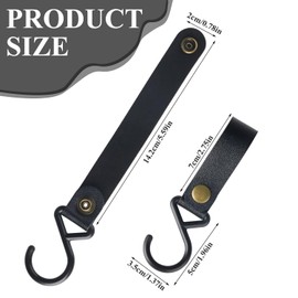 Prmape Pack of 8 S Hooks with Leather Loop, Multifunctional Hooks with Leather Loop, Metal S-shaped Hooks for Hanging, Camping Hooks, Pram Hooks for Coat/Towel/Kitchen/Bathroom