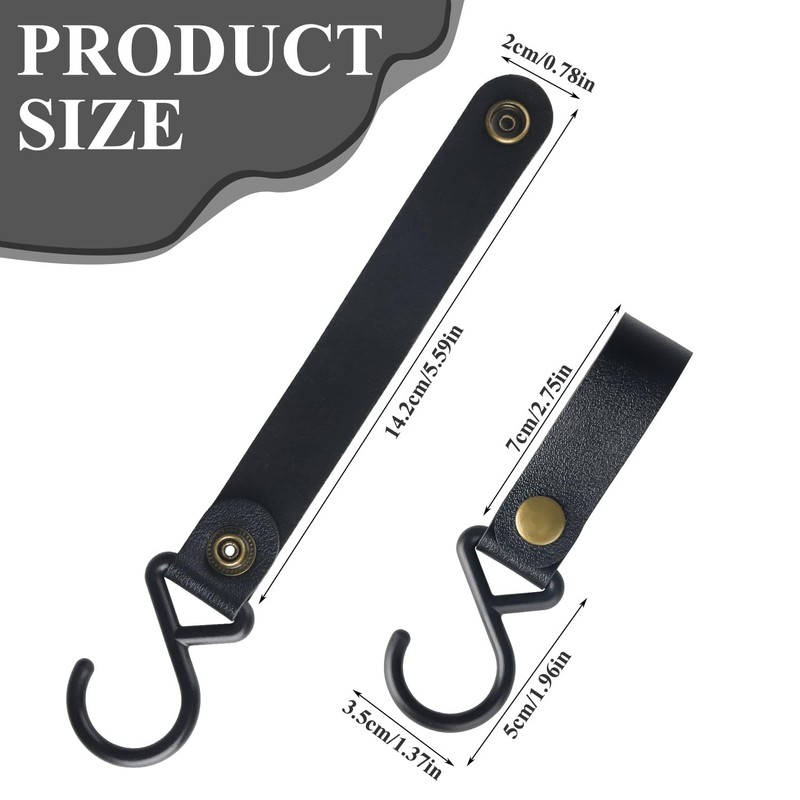Prmape Pack of 8 S Hooks with Leather Loop, Multifunctional