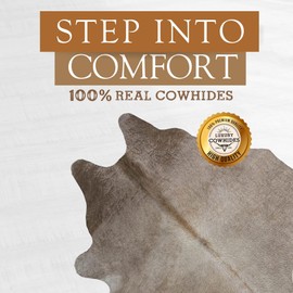 Genuine Taupe Cowhide Rug Size 6 x 6-7 ft. 180 x 210 cm