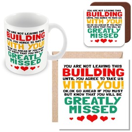MUGGZ Work Leaving Present for Colleagues - You are Not Leaving This Building Until You Agree to Take Us with You - Giftset - Made in The UK