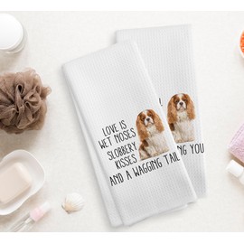 NOQL Cavalier King Charles Spaniel Towel, Dog Kitchen Towels, Cavalier King Charles Spaniel Dog Kitchen Towels and Dishcloths Set of 2, Cavalier King Charles Spaniel Gifts, Dog Decor, 6×24 Inches