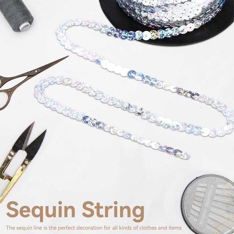 Sequin Trimming, 6mm 100 Yards, Sequin Cord, Decorative Accessories for
