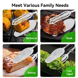 9in Vintage Salad Tong for Serving, Zinc Alloy Silver Food Serving Tongs Salad Steak Clip Buffet Tongs for Buffet Catering Bread BBQ, 8.5x4.5in (1PCS)