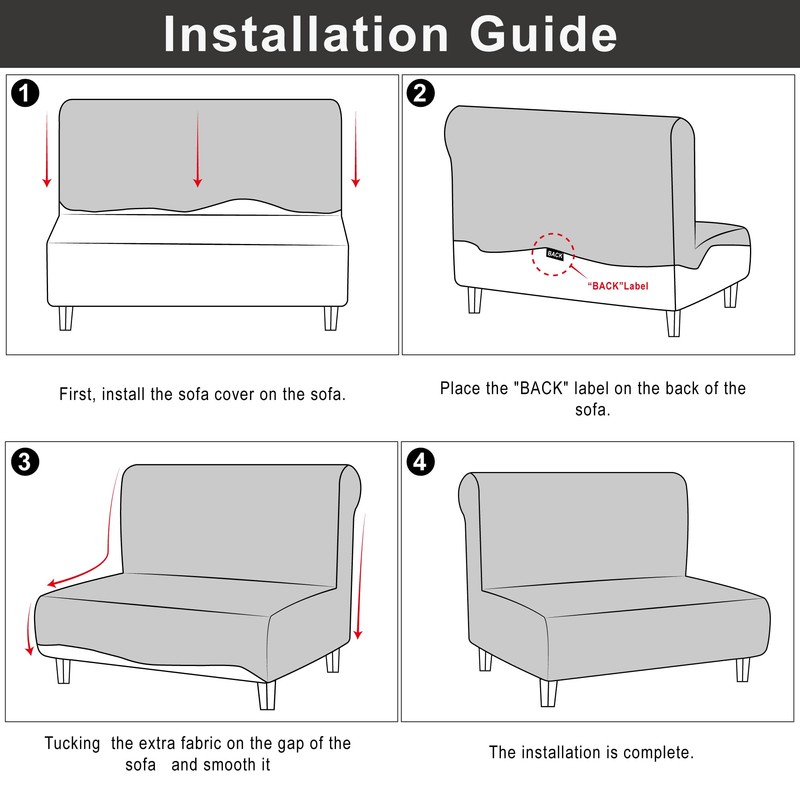 TIANSHU Sofa Cover, 2 Seats, Armless, Chair Cover, Solid, Vertical