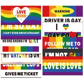 10 Pcs Magnetic Bumper Decals Funny Bumper Stickers Rainbow Car Decals Prank Car Stickers Gay Pride Magnets for Vehicles Truck Car Refrigerator