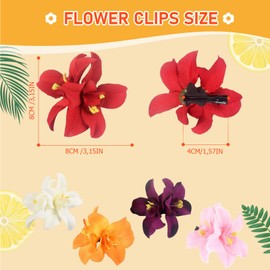 HIFOT Pack of 5 Hawaii Colourful Hair Clips, Flower Hair Clips, Girls, Double Orchid Hair Clips, Children's Hair Accessories for Women, Party, Hair Styling, Wedding