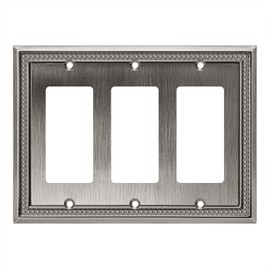 Henne Bery Sunken Pearls Decorative Wall Plate Switch Plate Outlet Cover (Triple Decorator, Heirloom Silver)
