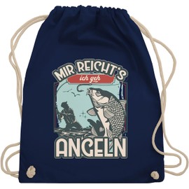Shirtracer - Gym Bag Backpack - Angler Gifts & Accessories - Mir reicht's ich geh angeln, 02 Navy Blue