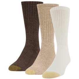 Gold Toe Men's Uptown Crew Socks, 3-Pairs, Brown, Large