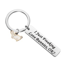 LQRI Bunny Rabbit Gift Rabbit Keychain I Just Freaking Love Bunnies OK Keychain Funny Bunny Gifts Bunnies Rabbit Lover Gifts for Bunny Mom,Friends, Animal Lovers (sliver)