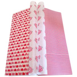 ZZJ 150pcs Wax Paper, Food Picnic Paper, Greaseproof Paper, Waterproof Dry Hamburger Paper Liners Wrapping Tissue for Plastic Food Basket (Rose Heart Stripe)