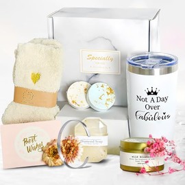 Regalos de cuidado personal para mujeres, Regalos de Spa Relajante, Juego de regalos de relajación, Blanco y rosa, para día de la madre y...          
