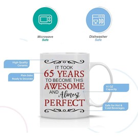 1958 65th Birthday Gift for Women Men It Took 65 Years to Loook This Good 65 Birthday Coffee Mugs for Men 65 Year Old Birthday Gift 1958 60th Gifts Christmas Gifts for Mom,Dad,Wife,Husband,Friend Coffee Mugs 11oz White