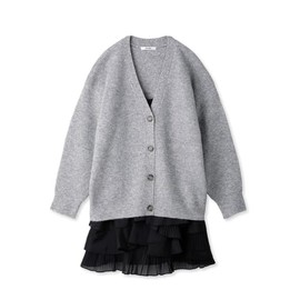 Snidel SWNO235184 Women's Knit Car Dress Ruffle Cami Dress, gray