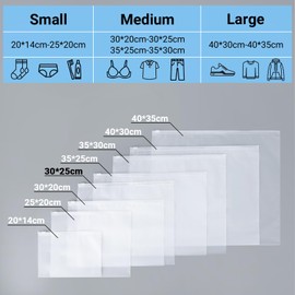 Svaldo Zipper Bags, Pack of 50 30 x 25 cm Clothes Bags, Waterproof Storage Bags, Frosted Transparent Bags for T-Shirt, Toys (without Ventilation Holes)