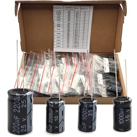 Capacitors 25 Values 504Pcs 0.1uF－2200uF Assortment Kit, Minidodoca 10V/16V/25V/35V/50V Aluminum Electrolytic Capacitors Kit for Arduino,TV, LCD Monitor, Radio, Stereo, Game