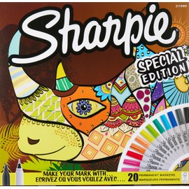 Sharpie - 20pcs Permanent Markers, Special Edition, Fine Tip Markers, Assorted Colors, Waterproof, For Adults and Children, All Surfaces,