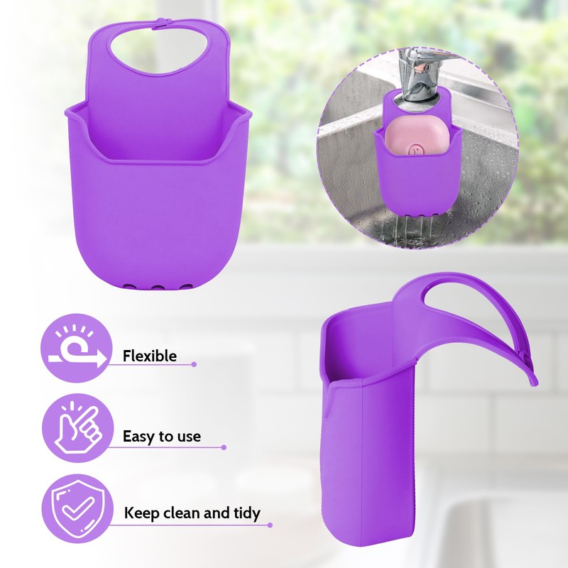 Minicoco Kitchen Sink Sponge Holder for Storing Cleaning Small Items
