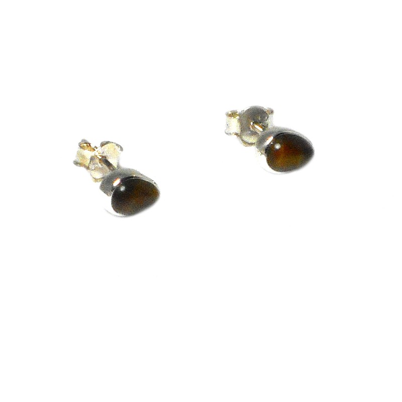 Tiger's Eye & 925 Sterling Silver Pear Shaped Stud Earrings