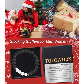 TOLOWOBK 4 Years Sober Gifts for Men Women, 4 Years Sobriety Gifts Sobriety Bracelets with Inspirational 4 Years Sober Wallet Cards, Best 4 Years Clean AA Recovery Sobriety Card for Men Women, Medium,