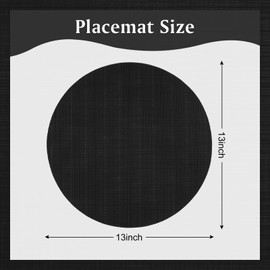 Black Round Placemats Set of 6 Vinyl Placemats 13 inch Non-Slip Heat Resistant Tablemats Washable Place Mats for Dining Table