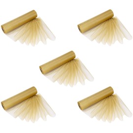 Weddecor 25m x 29cm Snow Sheer Gold Organza Roll Sash Glitter Fabric for Table Runner Sashes Wedding & Christmas Decoration, Chair Cover Bows, Party Favours, Ribbon Crafting Supplies, 4pcs