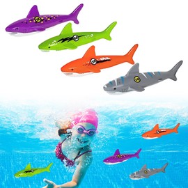 Diving Toy for Children, Underwater Diving Toy Set, 4 Pieces Pool Toy for Children, Diving Shark, Diving Torpedo for Swimming, Swimming Pool Toy, for Underwater Play and Diving Training of Children