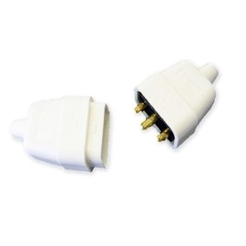 Pro Elec 3 Pin In-Line Rubber Connector, 10A White
