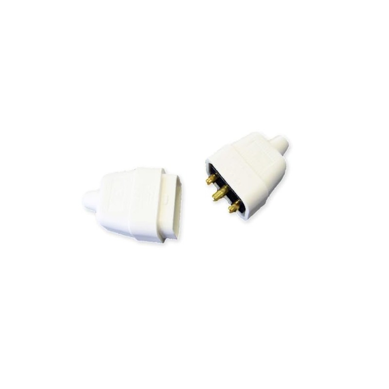 Pro Elec 3 Pin In-Line Rubber Connector, 10A White