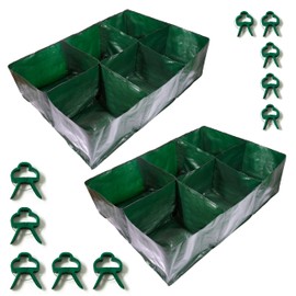 Techsol Raised Garden Bed Planter Boxes Outdoor Grow Bags for Growing Herbs, Flower and Vegetables - 3ft x 2ft 6 Grid Box - Twin Pack Kit