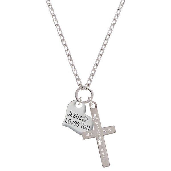 Delight Jewelry Silvertone Large Jesus Loves You Heart I Have