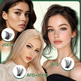 KEYYOU Lash Clusters Thick Volume 280pcs 80D&100D 10-18mm D Curl Eyelash Clusters with 0.03mm Thin Band, Super Soft Wispy for Beginner DIY at Home