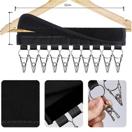 Tazive Hat Hanger, Laundry Hanger, Pinch Hanger, Portable Hanger, 10 Pinch Storage, Clothespins, Foldable, Hat, Socks, Handkerchief, Small Items, Storage, Space Saving, For Travel, Home Use, Black, Set of 2 (Black)