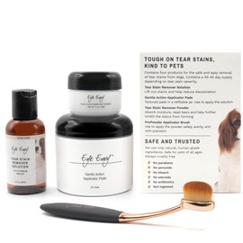 Eye Envy Dog Tear Stain Remover Starter Kit with ProPowder Brush | Stain Solution, Applicator Pads, Stain Powder and Large Applicator Brush | Lasts 30-45 Days