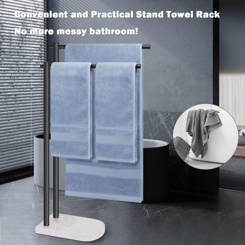 Livabber Standing Towel Rack, 304 Stainless Steel 2-Tier Towel Holder