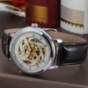 Winner Hollow Automatic Mechanical Waterproof PU Leather Band Men Watch(White)